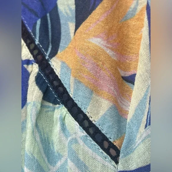 Sundance Canary Isles Top Blouse Top L Cotton Tropical Palm Hawaiian - Picture 4 of 8